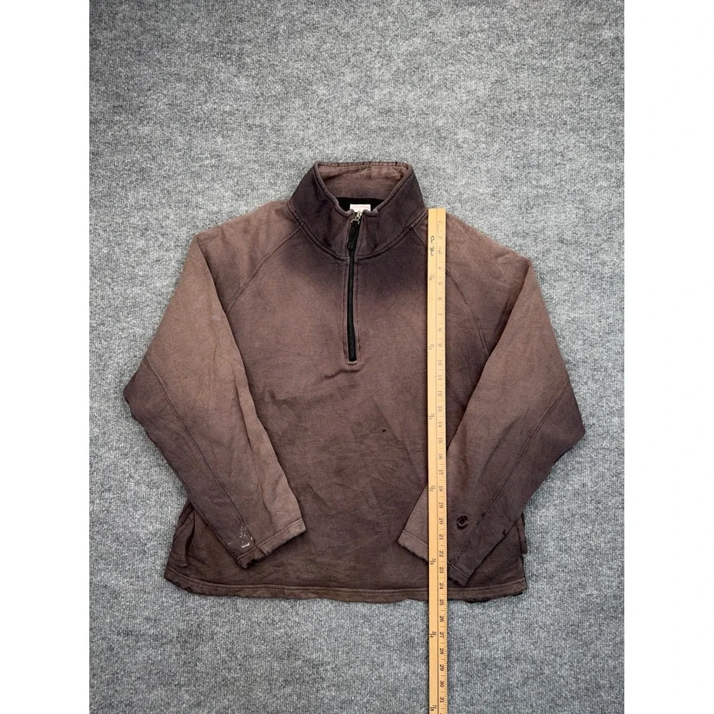Foot Locker Vintage Quarter Zip Sweatshirt Men Medium Brown Sun Faded Distressed
